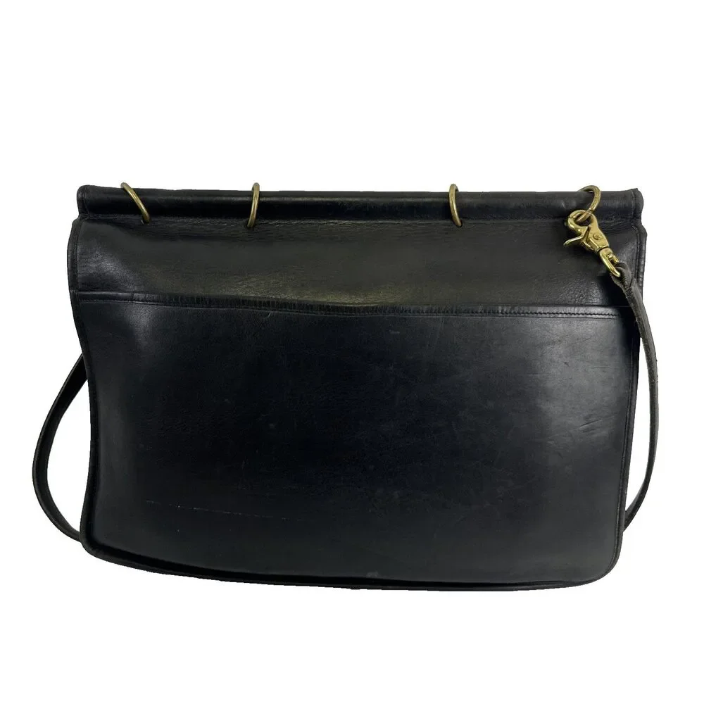 Laura USA Leather Messenger Bag Flap Double Turn Locks Satchel Vintage Briefcase